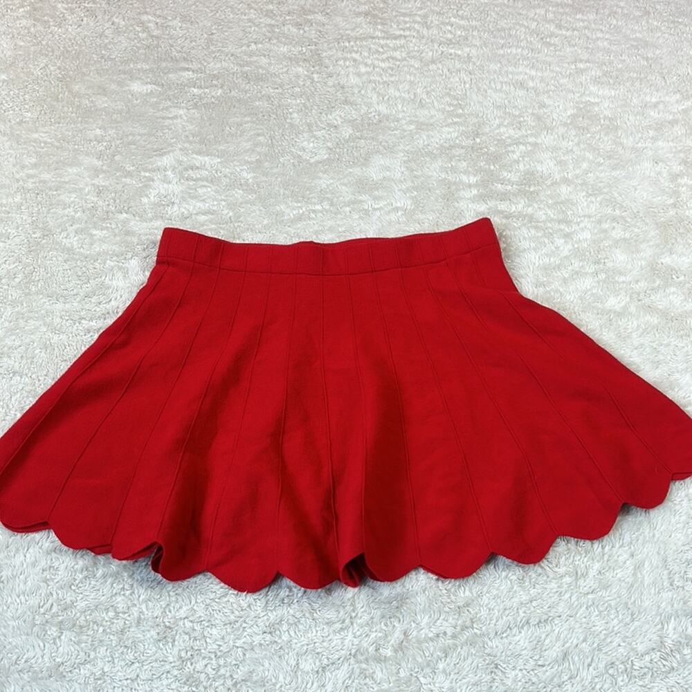 Candie's knit scalloped hem red fit and flare skirt, size Large